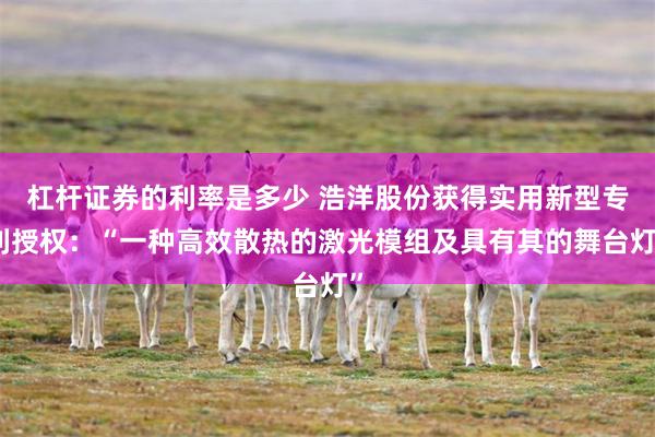 杠杆证券的利率是多少 浩洋股份获得实用新型专利授权：“一种高效散热的激光模组及具有其的舞台灯”