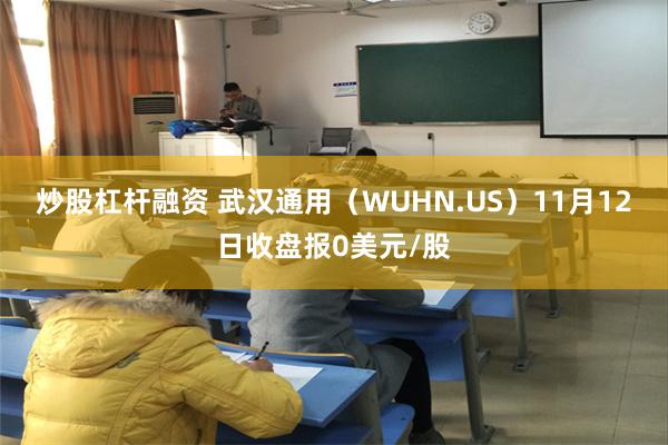 炒股杠杆融资 武汉通用（WUHN.US）11月12日收盘报0美元/股