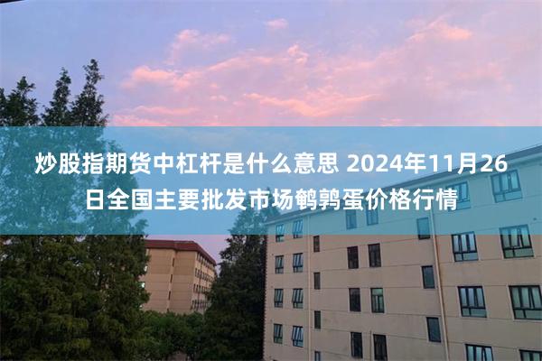 炒股指期货中杠杆是什么意思 2024年11月26日全国主要批发市场鹌鹑蛋价格行情