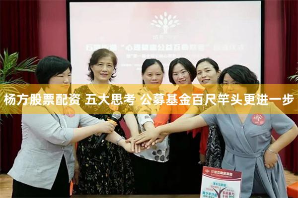 杨方股票配资 五大思考 公募基金百尺竿头更进一步